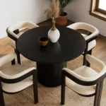 Juego de Comedor Lorena Circular 4 Sillas - Nogal y Beige