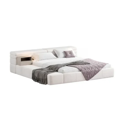 Cama Tapizada Gabriella - King Plz - Blanco