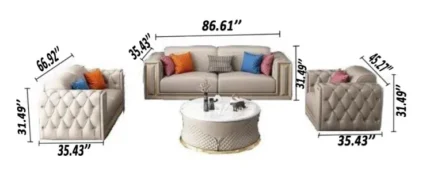 Juego de Sala Capitoné 3-2-1 Cuerpos Marty- Ivory