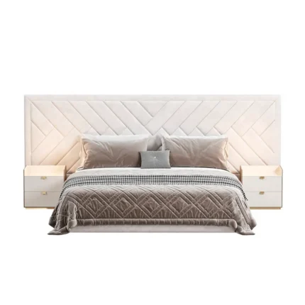 Cama Toronto + Cabecero + 2 Veladores King Plz - Blanco