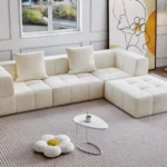 Sofa Seccional Jiangxi 3 Cuerpos + Puff - Ivory