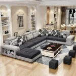 Sofá Modular Sevilla 6 piezas + Puff - Gris y Negro
