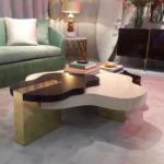Mesa de Centro Floral - Marrón y Blanco