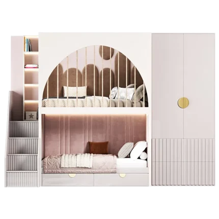 Camarote Infantil Alessandria + Cabecera + Ropero 1.5 plz - 2 Niveles