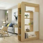 Estante Separador Lateral Kraft - Madera Clara y Blanco