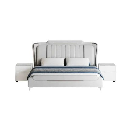 Cama Tapizada Carlotta - 2 Plz - Gris y Plata