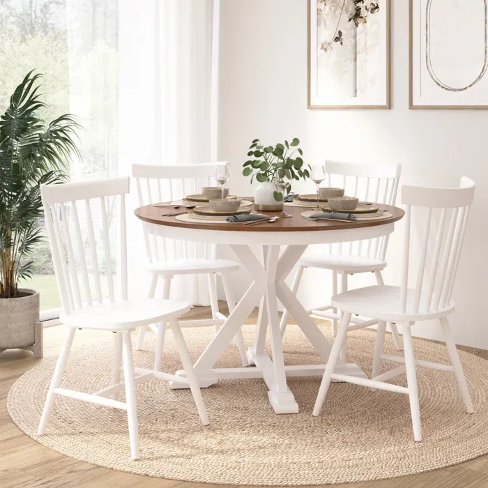 Clairvin+45W+Round+Trestle+Dining+Table+With+4+High+Back+Spindle+Dining+Chairs (10)