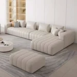 Sofa Seccional Zayen 4 Cuerpos Derecha + Puff - Ivory