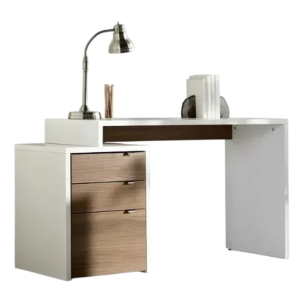 Escritorio Tanjiro Moderno - Marrón y Blanco