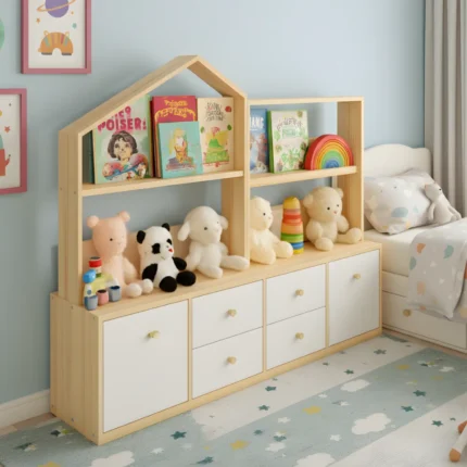 Estante Infantil Mundo Feliz - Vintage - Marrón y Blanco