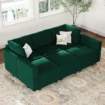 Sofá Acolchado Lexy 3 + 1 + 1 + Puff Baul - Verde