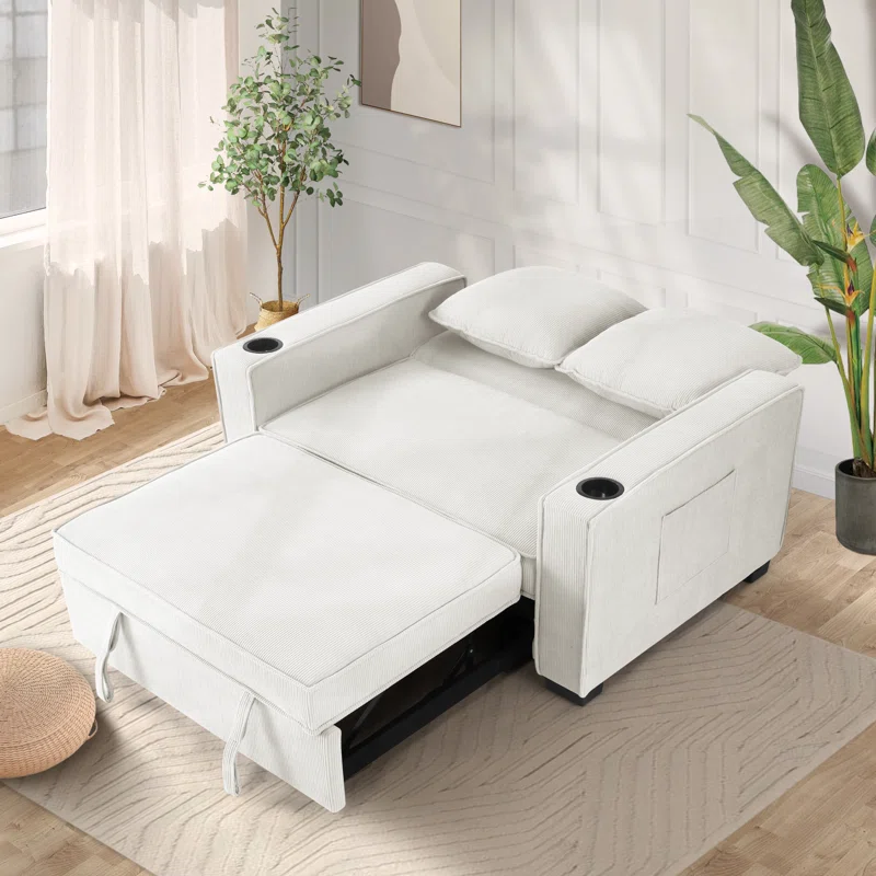 Meit+52_W+Convertible+Sleeper+Sofa+3-In-1+Reclining+Sofa+Bed+Pull+Out+Couch+Bed+with+2+Cup+Holders,+White (1)