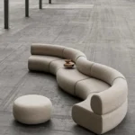 Sofá Valles Curvo Modular + Puff - Beige Claro