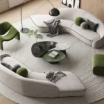 Sofá Orgánico Vogue 3+3+1+1+ Mesa de Centro - Beige y Verde