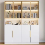 Vitrina Ara Moderna Iluminada - Blanco y Dorado