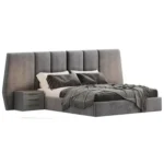 Cama Tapizada Francis + 2 Veladores Queen - Gris
