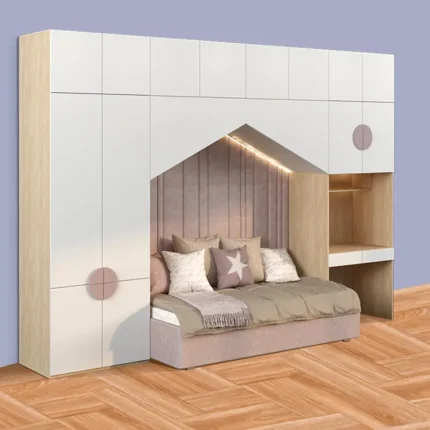 Juego de Dormitorio Barletta +Cabecera+Ropero+Escritorio - 1.5 plz